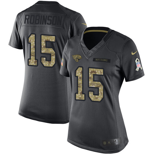 Women's Limited Allen Robinson Nike Jersey Black - #15 2016 Salute to Service NFL Jacksonville Jaguars